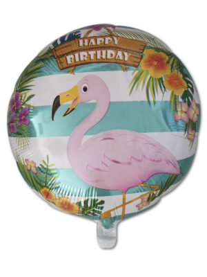 Шарик с Днем Рождения Happy birthday с фламинго №9 45 см