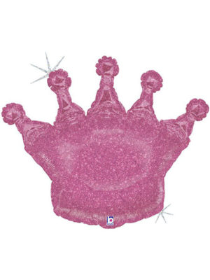 Шарик Корона розовая голография 61*75 см