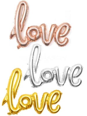 Гирлянда буквы из шаров "Love" в розовое золото серебро 108х65 см