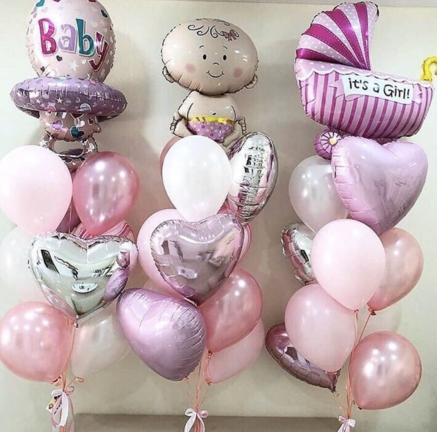 Набор шаров с гелием на выписку из роддома "Рождения девочки"