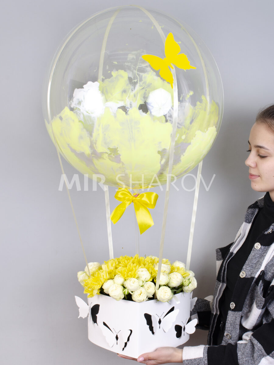 шарики воздушные баблс с цветами в Киеве