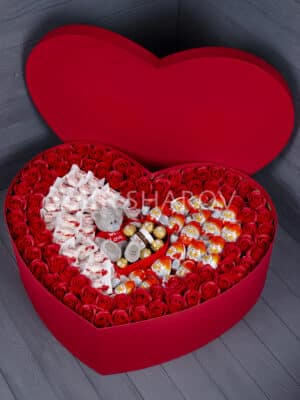 Подарочный бокс набор для любимой девушки огромное сердце «Валентинка»