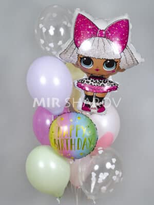 Детский набор шаров с гелием "Happy Birthday LoL"