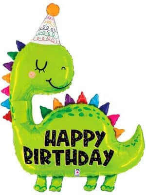 Шарик фигура Динозавр с колпачком "Happy Birthday" 97 см