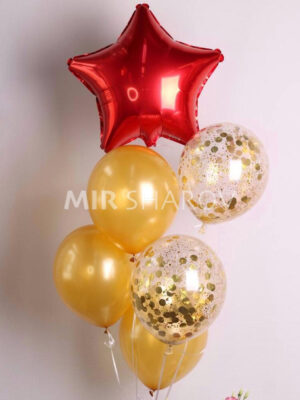 Набор из воздушных шаров с гелием «Красный-золотой»