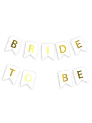 Гирлянда бумажная флажки "Bride to be" (белая)
