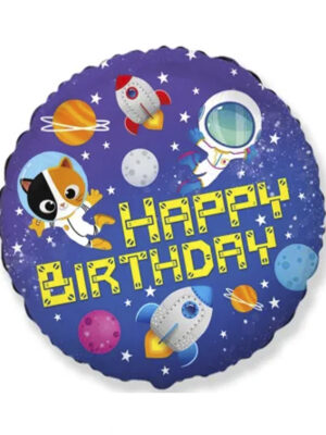 Шарик Happy Birthday– космос 45 см