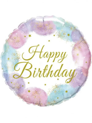 Шарик Happy Birthday – акварель 45 см