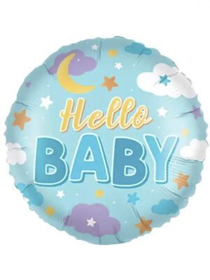 Фольгированный шарик Hello Baby - голубой 45см