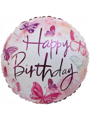 Шарик Happy Birthday – бабочки 45 см
