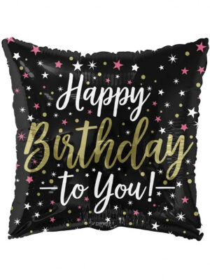 Шарик Happy Birthday – звезды и горошек 45 см