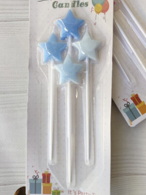 Свечи для торта звезды голубые 4 штуки