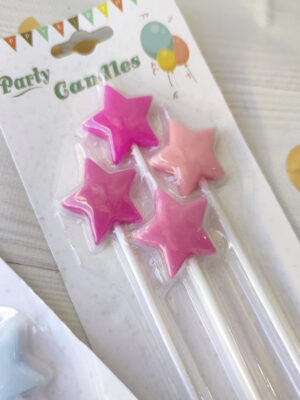Свечи для торта звезды розовые 4 штуки