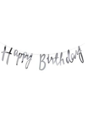 Гирлянда бумажная "Happy Birthday" (серебро)