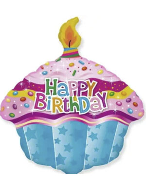 Шарик Happy Birthday - кекс со свечей 59х50 см