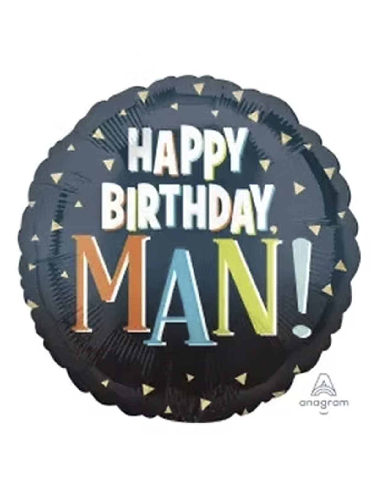 Шар с гелием Happy Birthday Man - треугольники на черном 45см