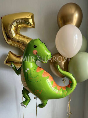 Детский набор шаров с динозавром и цифрой
