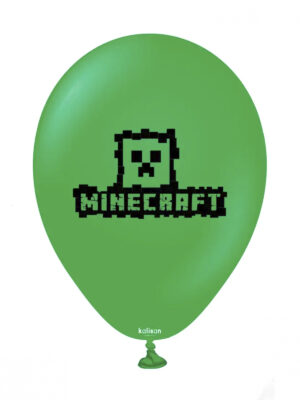 Шарики с рисунком Майнкрафт (Minecraft) - крипер на зеленом 30 см