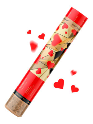 Хлопушка с конфетти красные сердца 30 см