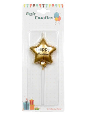 Свеча воздушная звезда золото (Happy Birthday) 4*5 cм