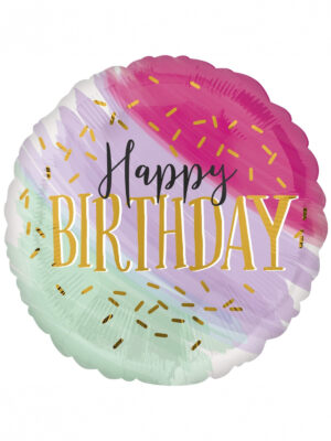 Шарик happy Birthday - акварель., 45см