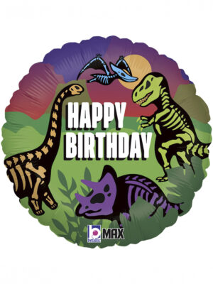 Фольгированный шар Happy Birthday - динозавры 45см