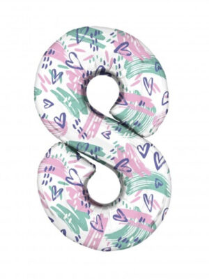 Фольгированный шарик-цифра 8 (нежный паттерн) 100 см