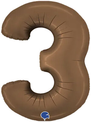 Фольгированный шарик-цифра 3 (сатин шоколадный) 100 см