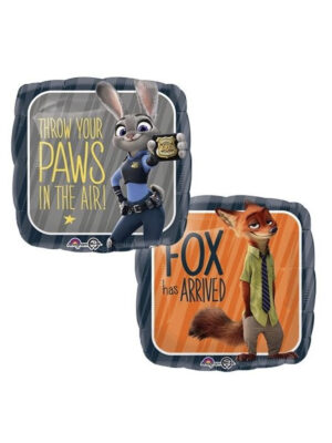 Шарик двусторонний фольгированный - зверополис 45см