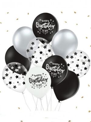 Набор из воздушных шаров с гелием с черными звездами