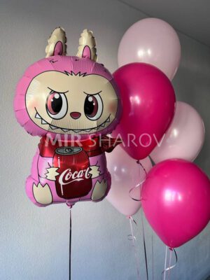 Набор гелиевых шаров для ребёнка девочки Лабубу labubu cola